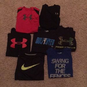 7-pack boys active shirts.  Nike & Under Armour